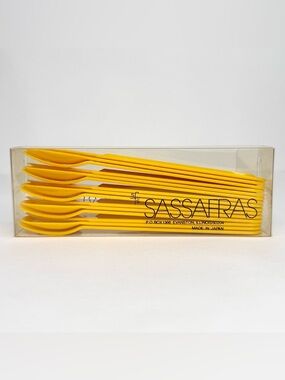 VINTAGE Sassafras Yellow Plastic Reusable Cutlery Set NIB Spoons Forks Knives